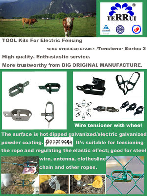 Terrui ISO9001 Aluminum spool Fence Wire Tensioner Electric Fence Strainers