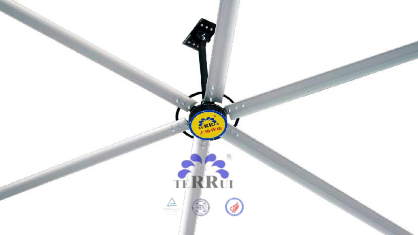 Industrial Ceiling Fan with 14300m3/min Air Flow for IP55 Workshop and 6pcs Alloy