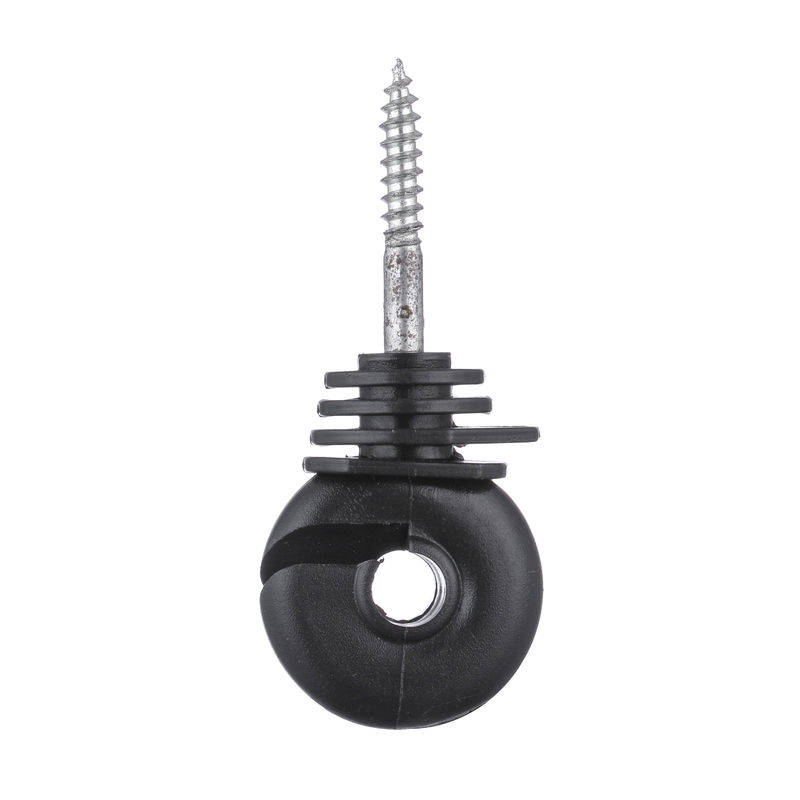 Steel Black Electric Fencing Wood Post Insulator Screw In Ring Insulator With Knurled