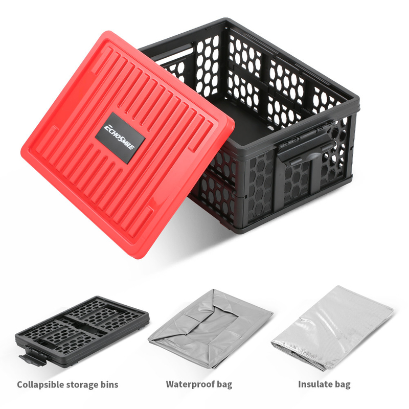 Multifunction Rectangle Collapsible Crate Plastic Storage Baskets With Lid