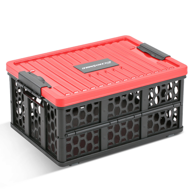 Multifunction Rectangle Collapsible Crate Plastic Storage Baskets With Lid
