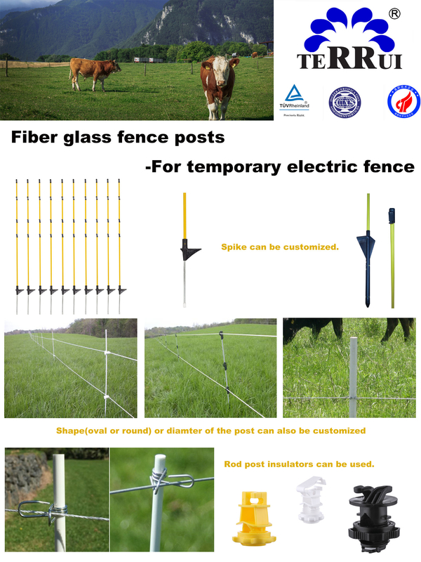 ISO9001 L48'' Electric Fencing Round Fiberglass Post