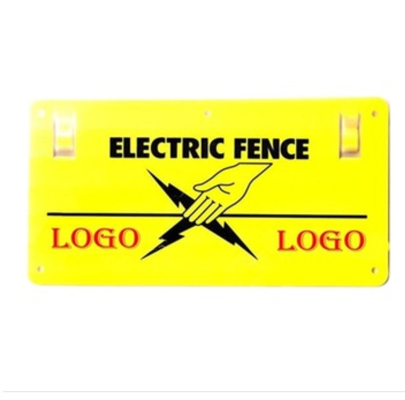 Width 130mm Fence Accessories Yellow Plastic Farm Security Warning Sign