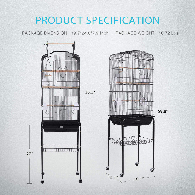 59.8 Inch Pet Standing bird breeding Pet Crate Cage cage Quadrate Natural Bird Cage