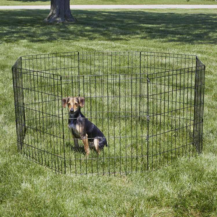 30 Inch Foldable Metal Pet Dog Exercise Fence Rhombus Retractable Gate Fence