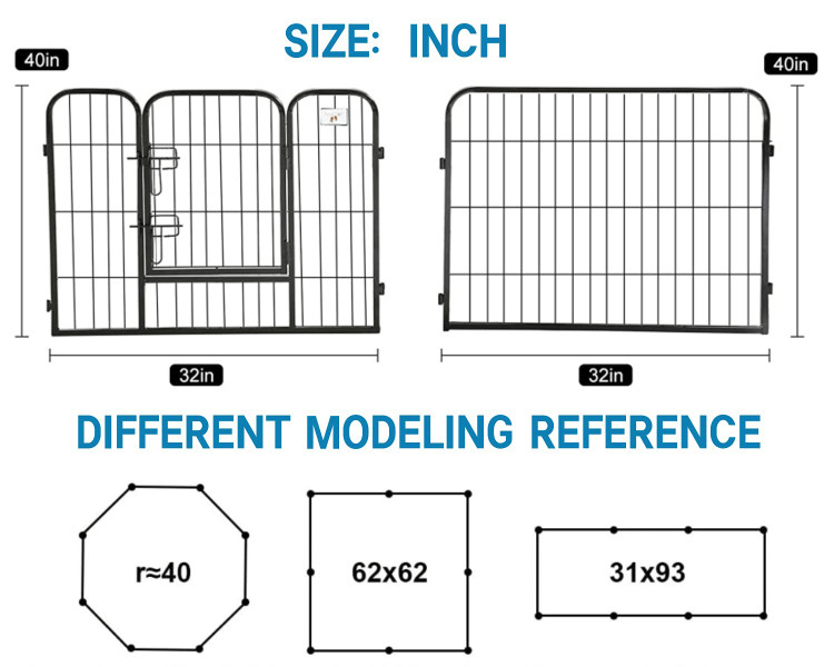 Changeable Pet Portable Fence Rhombus Folding Steel Pet Fence Black Coating