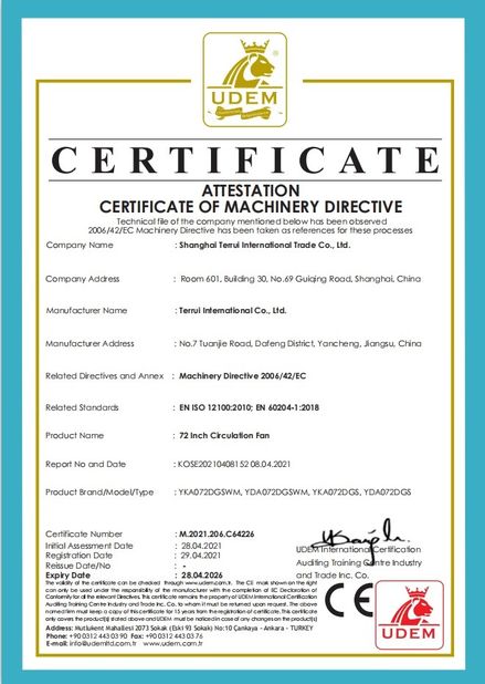 China Shanghai Terrui International Trade Co., Ltd. Certification